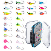 Goture 24pcs Ice Fishing Jig Kit Winter Fishing Jigging Ice Jigs for Crappie Perch Panfish Bluegill